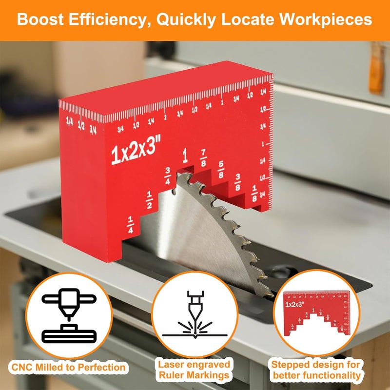 Comfylichi Setup Blocks Height Gauge, 16pcs Precision Aluminum Setup Bars, Router and Table Saw Accessories, Woodworking Tools for Easily Set Fence, Blade, Drill Height, with Storage Case - Image 3
